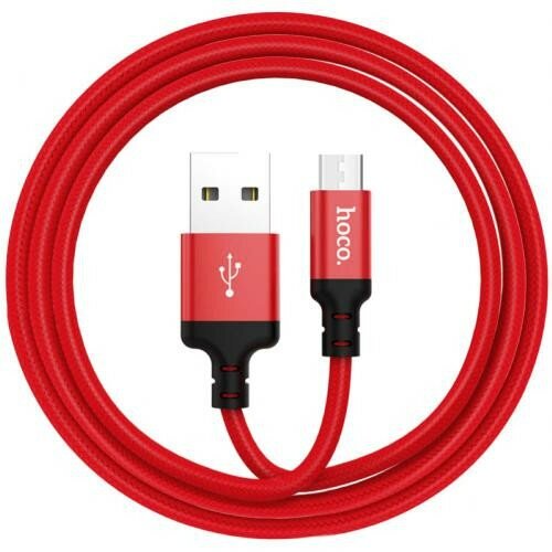 Usb Кабель-зарядка Micro Hoco X14 Times speed 2A 2м в тканевой оплетке красный usb кабель зарядка micro hoco x14 times speed 2a 1м в тканевой оплетке черный