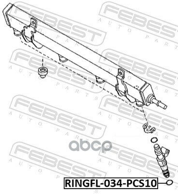 Кольцо уплотнительное форсунки впрыска топлива FEBEST RINGFL-034-PCS10 набор 10 шт