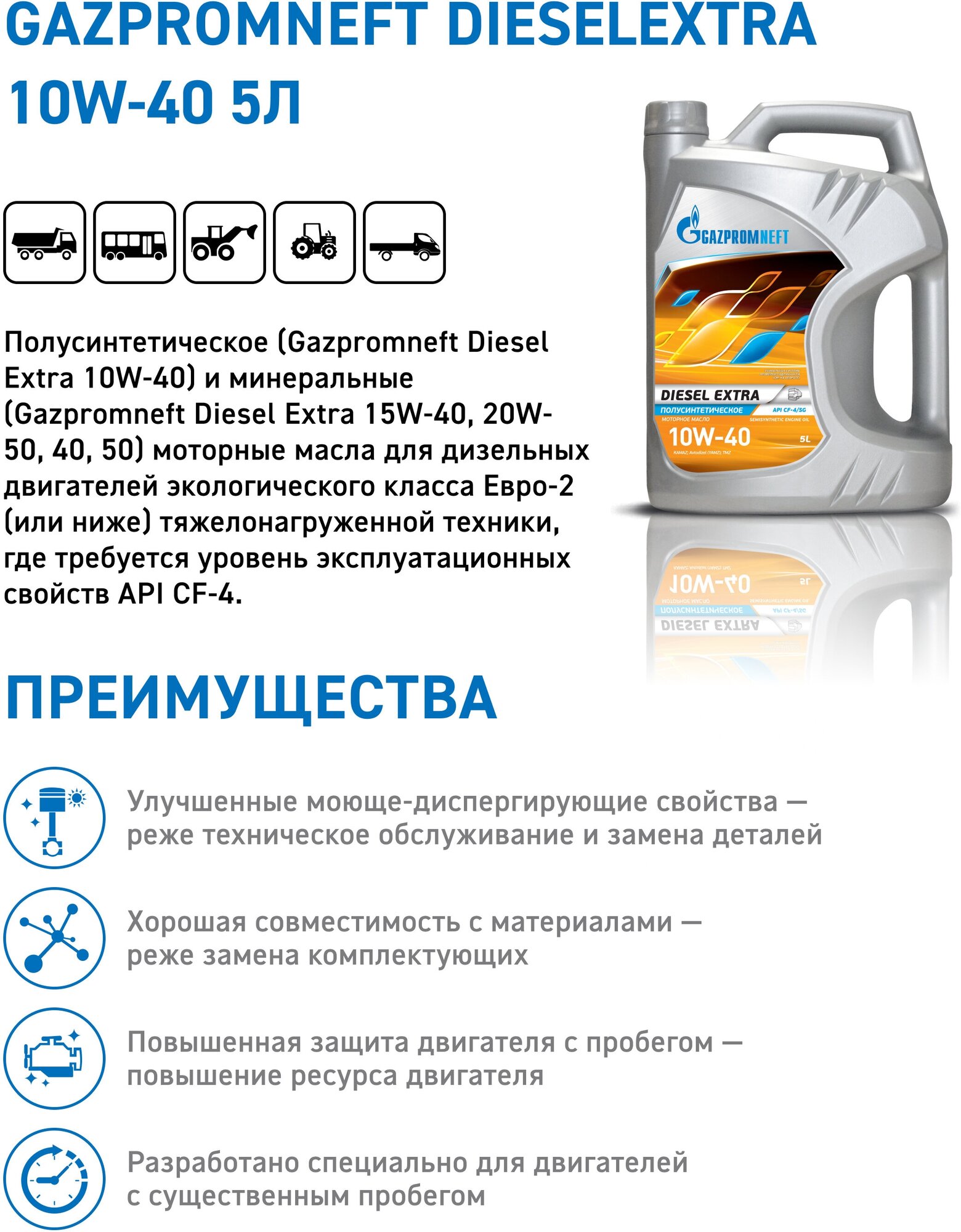 Синтетическое моторное масло Газпромнефть Diesel Premium 10W-40
