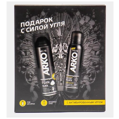 Подарочный набор ARKO пена д/бр Anti-Irritation 200мл, дезодор. Black 150 мл подарочный набор arko пена д бр anti irritation 200мл дезодор black 150 мл