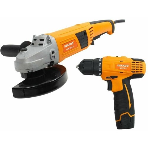 Набор УШМ 1200-2 DEKADO12Квт 9500 обмин ф диска 15022ммШуруповерт акк DEKADO Ш12А-2 2х Li-Ion 12В 20 Ач0-1400 обмин БЗП кейс 1056000₽