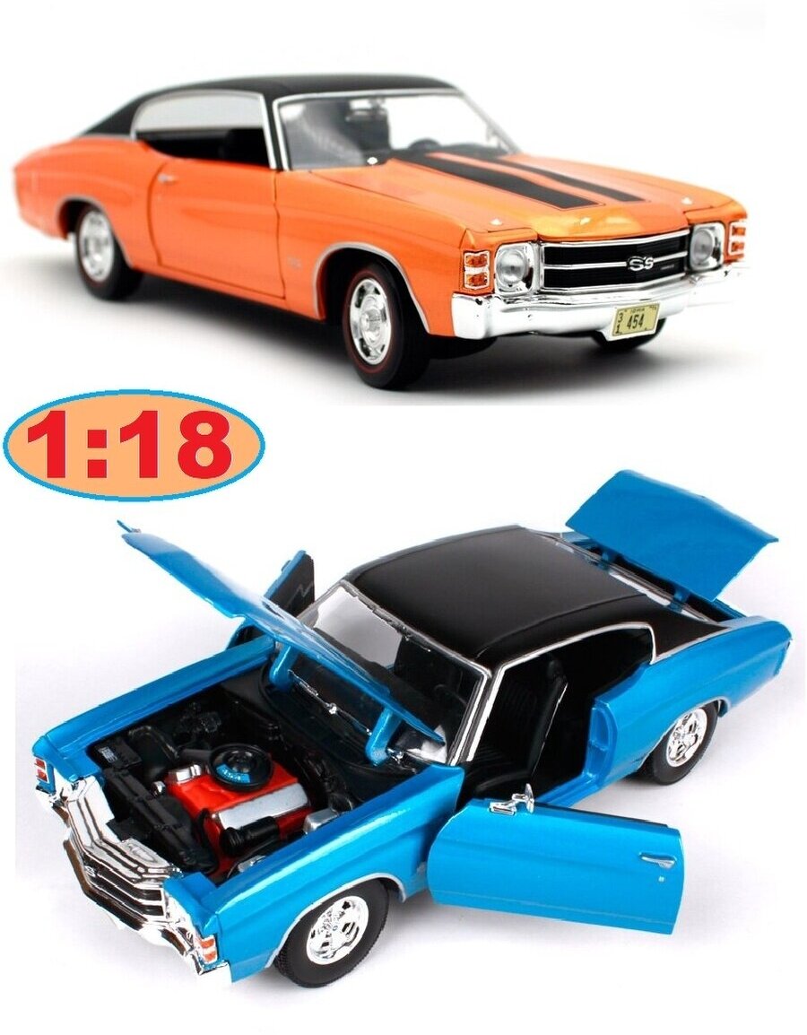 Maisto Машинка Chevrolet Chevelle Sport Coupe 1971, 1:18 оранжевая - фото №13