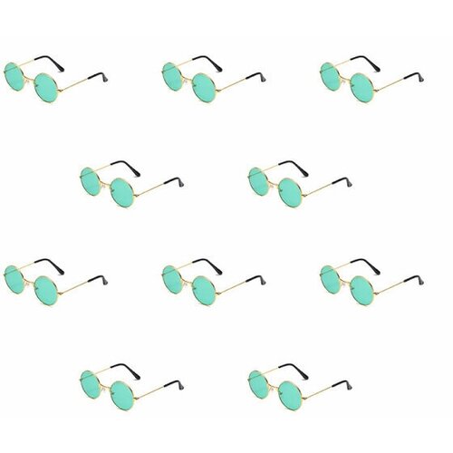 Очки круглые Джона Леннона зеленые, имиджевые, для селфи, взрослые (Набор 10 шт.) очки круглые джона леннона желтые тишэйды имиджевые для селфи солнцезащитные хиппи взрослые набор 3 шт