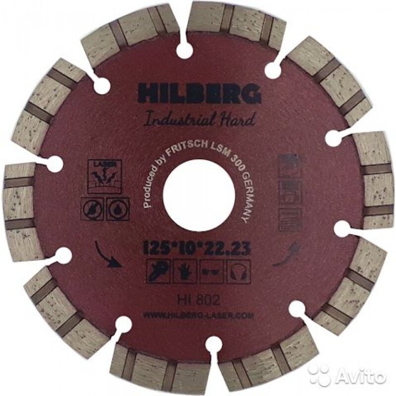 Диск алмазный отрезной по железобетону Hilberg Industrial Hard Laser HI802 125x10x22,23mm