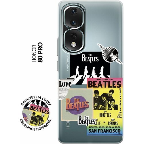 Силиконовый чехол с принтом Beatles Stickers для Honor 80 Pro / Хонор 80 Про силиконовый чехол с принтом hippie stickers для honor 80 pro хонор 80 про