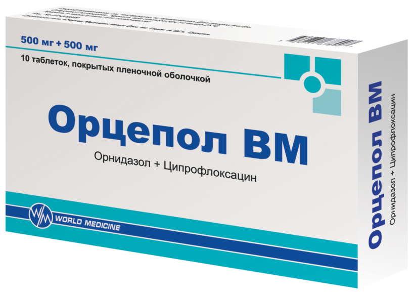 Орцепол ВМ таб. п/о плен., 500 мг+500 мг, 10 шт.