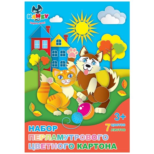 фото Kanzy набор цветного перламутрового картона № 1 kny 040601 а4 21 х 29 см 7 л. 7 цв. .