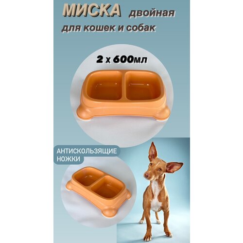 Миска для собак и кошек двойная