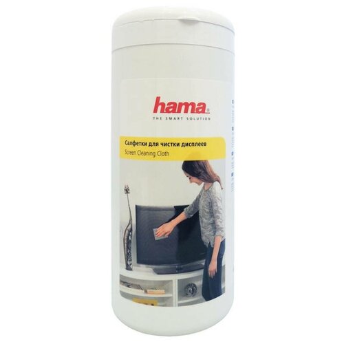 Салфетки Hama R1095850 для экранов мониторов/плазменных/ЖК телевизоров/ноутбуков туба 100шт влажных .