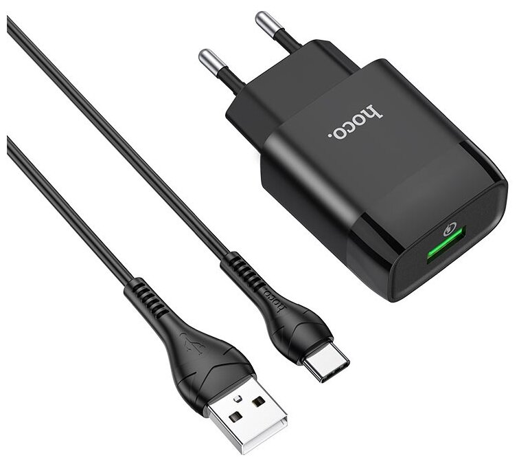 Сетевое зарядное устройство Hoco C72Q Glorious + кабель USB Type-C 18 Вт