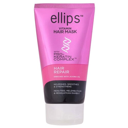 масло для волос ellips hair vitamin hair repair масло для сильно поврежденных волос Ellips Hair Vitamin Маска для волос (Pro-Keratin) Hair Repair c маслом жожоба интенсивное восстановление поврежденных волос, 120 г, 120 мл, туба