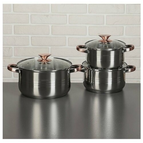 Набор кастрюль KAISA VILLA с крышками, 3 шт