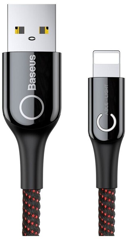 Кабель USB - Lightning 1м Baseus C-shaped Light Intelligent Power-off - Черный (CALCD-01)