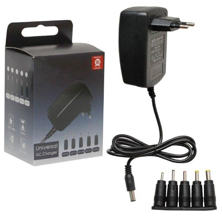 Универсальный блок питания 12V 2A с адаптерами, 5 сменных разъемов, AC/DC Universal Power Adapor