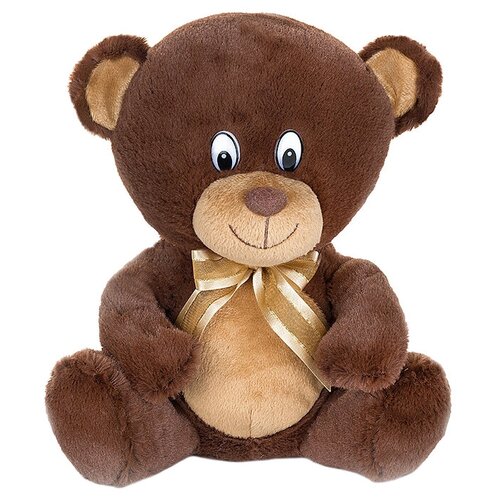 Мягкая игрушка Maxi Play Мишка коричневый с бантиком, 20 см, коричневый