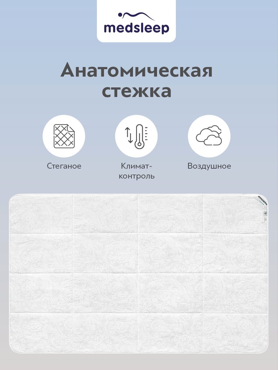 MedSleep Одеяло всесезонное облегченное Skylor, льняное волокно, цвет: белый (175х200 см) - фотография № 2