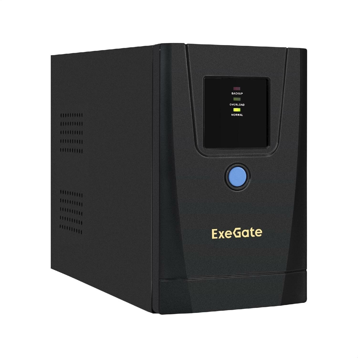 Источник бесперебойного питания EXEGATE SpecialPro UNB-1000.LED.AVR.1SH.2C13.RJ.USB <1000VA/550W, LED, AVR,1*Schuko+2*C13, RJ45/11,USB, мета