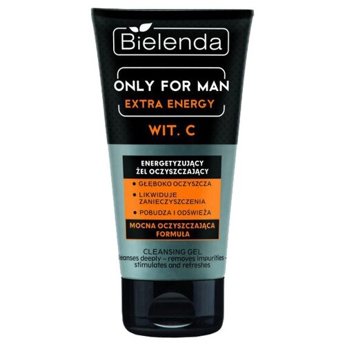 Bielenda Only For Man Гель очищающий энергетизирующий для умывания Extra Energy с витамином С, для серой, уставшей и тусклой кожи, 150 г