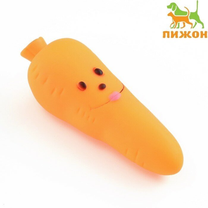 Игрушка пищащая "Морковка" для собак, 12 см, оранжевая