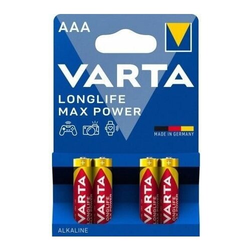 Батарейки мизинчиковые VARTA LR03 LongLife Max Power (4 шт) батарейка varta longlife max power max tech aаa блистер 4шт 04703101404