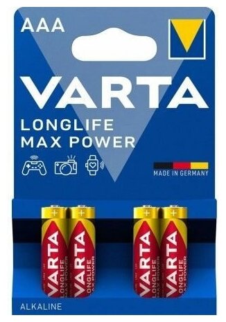 Батарейки мизинчиковые VARTA LR03 LongLife Max Power (4 шт)