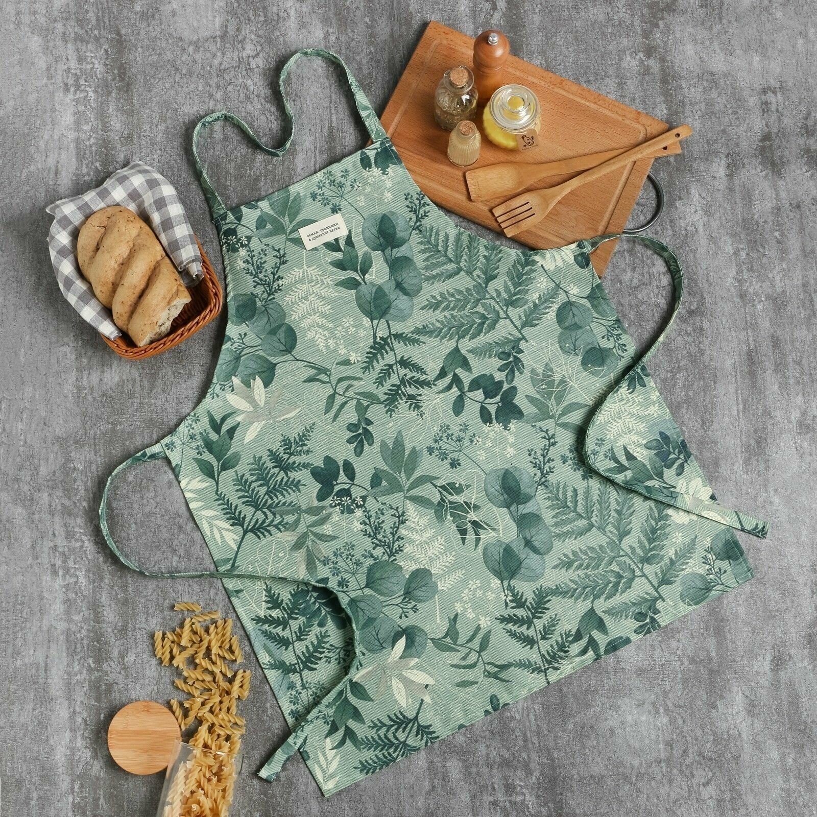 фото Фартук Доляна "Лесная прохлада" 60х70 см, 50% хлопок, 50% п/э, рогожка 158 г/м2