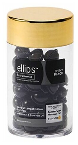 Ellips Hair Vitamin масло Shiny Black для питания, гладкости и шелковистости волос темных оттенков, 50 г, 50 мл, 50 шт., банка