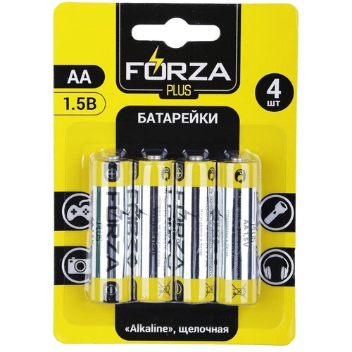 Батарейки щелочные, 4 шт, щелочная, тип AA (LR6), BL, FORZA 