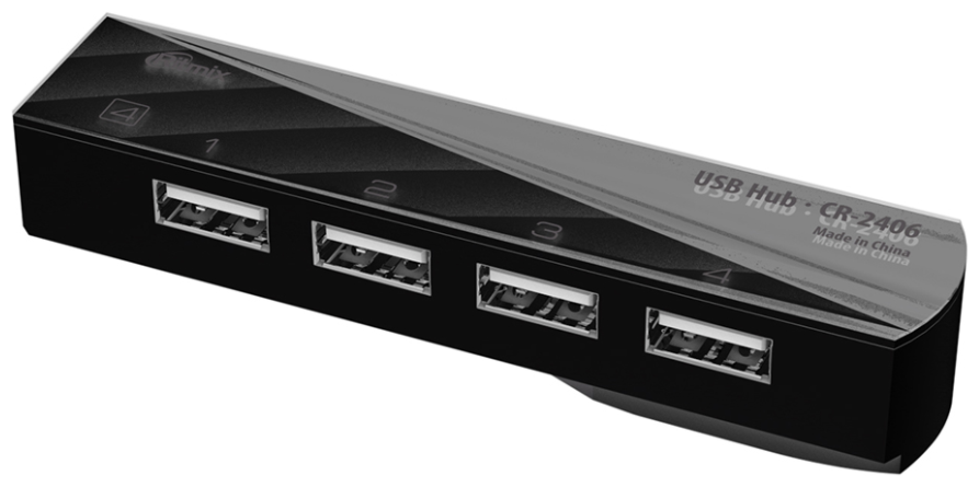 Комплект 2 штук, Разветвитель USB Ritmix CR-2406 black (USB хаб) на 4 порта USB (15119260)