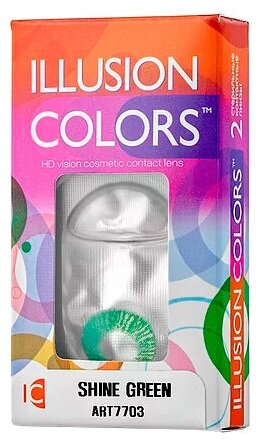 ILLUSION цветные линзы Colors Shine (2 линзы) 8.6 0.0 green (зеленый)