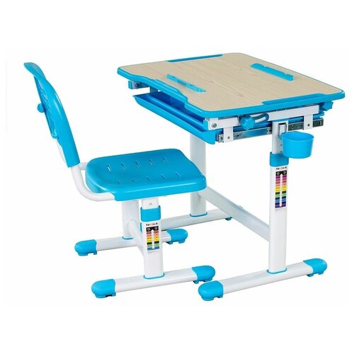 Комплект FUNDESK растущая детская парта и стул Bambino 66.4x47.4 см серый/белый