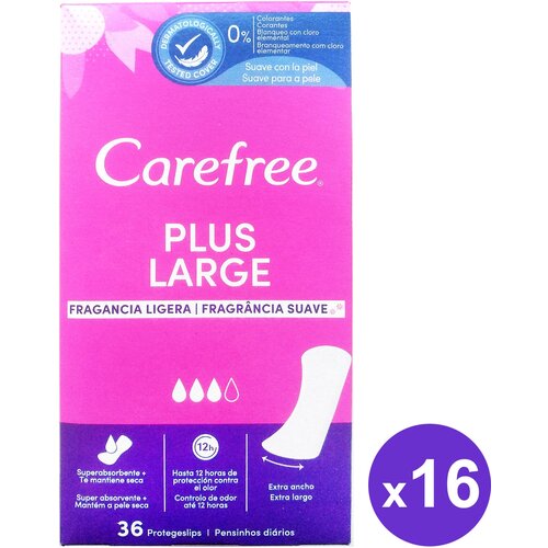 Ежедневные женские прокладки Carefree Plus Large (576 шт) легкий аромат, 3 капли, 16 уп по 36 шт, ежедневки Кефри