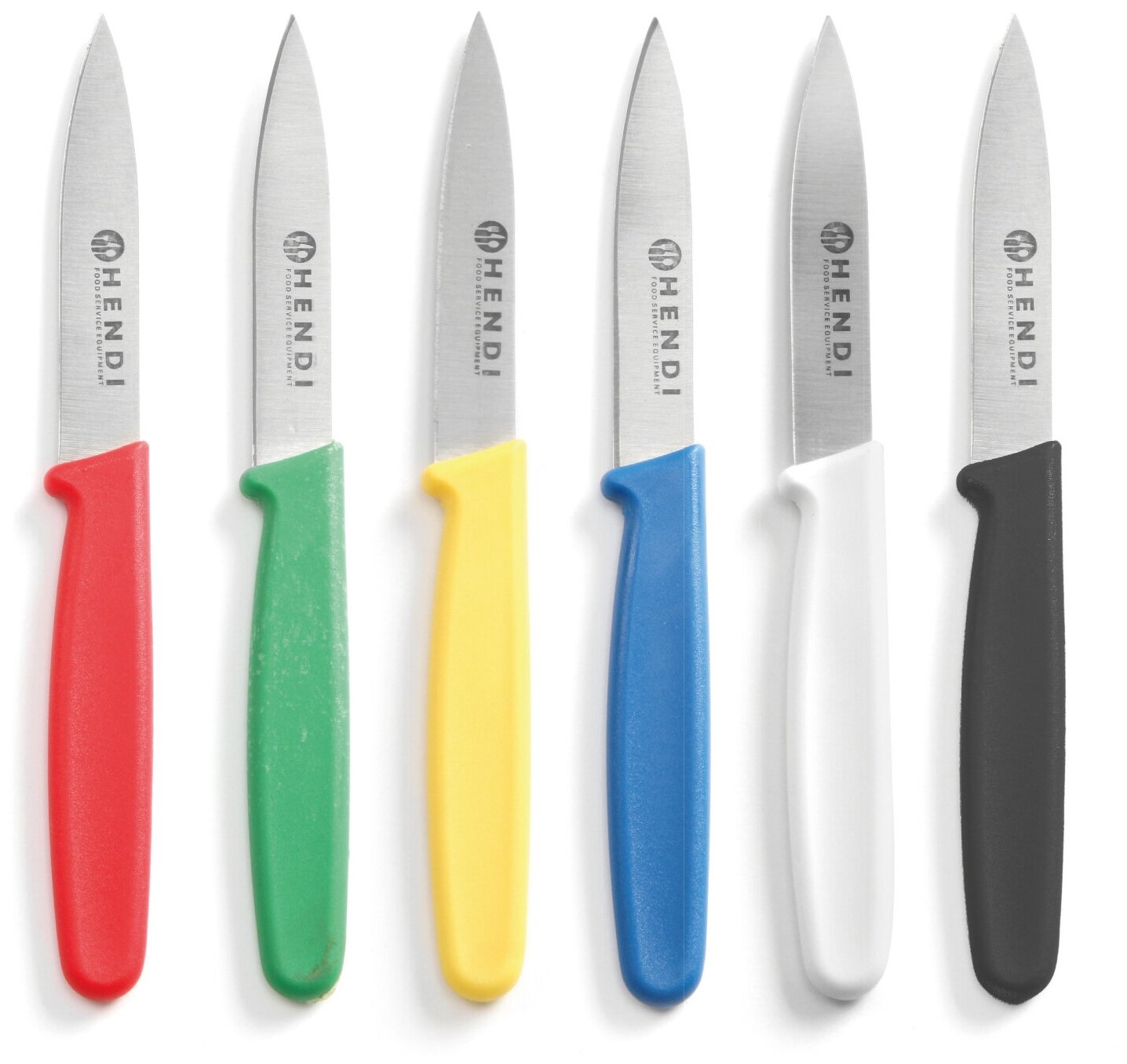 Набор ножей hасср для чистки овощей HENDI, 6 шт, разноцветные, лезвия из листовой стали, длина лезвия 75 мм, 842003