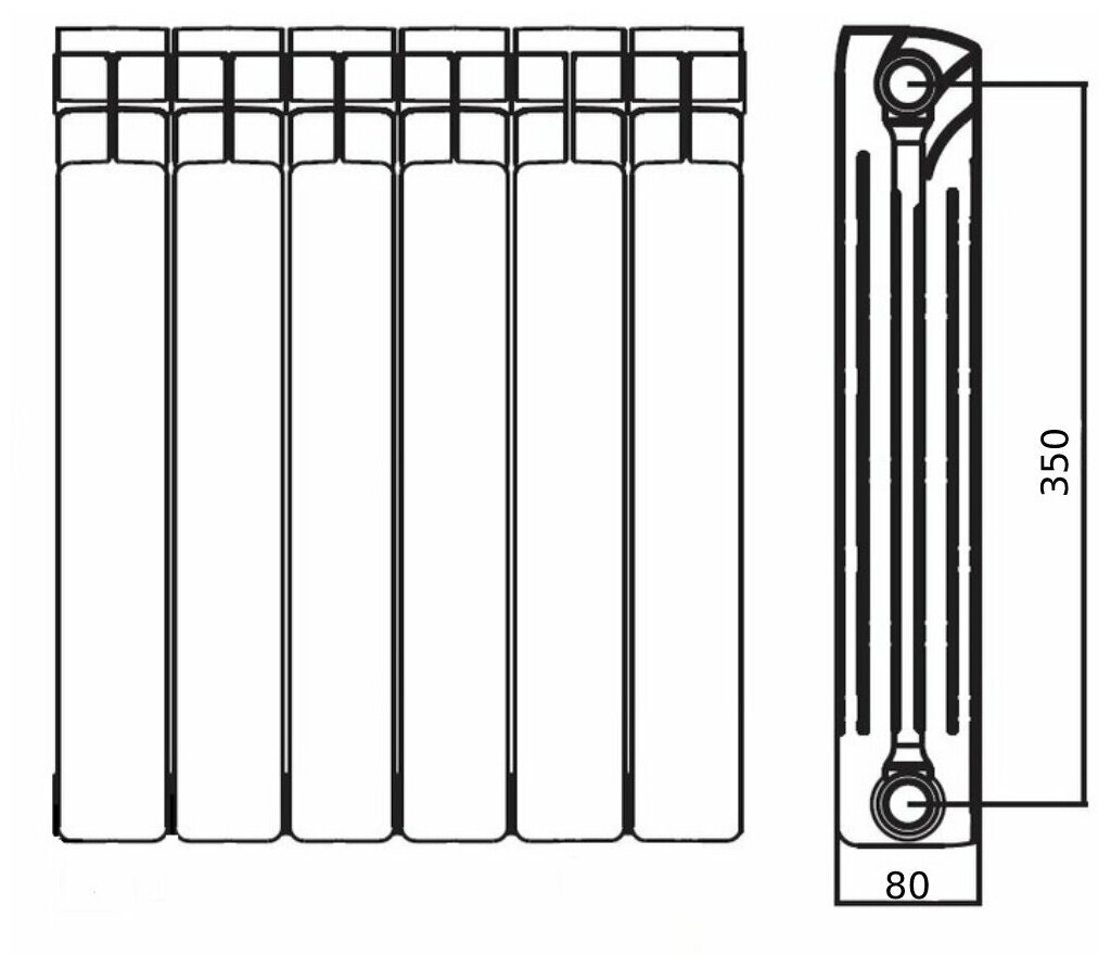Радиатор Royal Thermo Revolution Bimetall 350 - 6 секций - фотография № 13