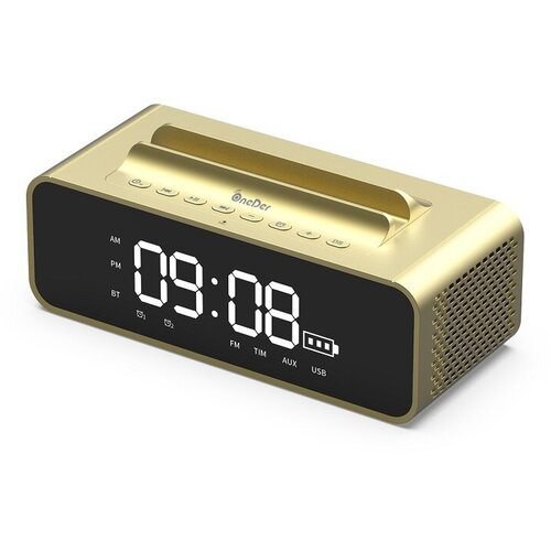 Портативная колонка OneDer V06 с часами и будильником золото 195000₽