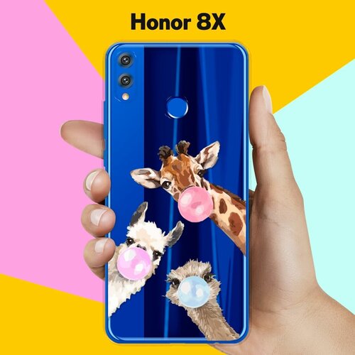 Силиконовый чехол Лама, жираф и страус на Honor 8X силиконовый чехол лама жираф и страус на apple iphone 7 plus