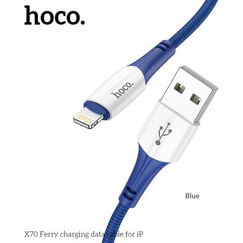 Кабель Hoco X70 Ferry Lightning, синий luxury art daisy flower label soft silicon phone case for iphone xs max x xr 6 6s 7 8 plus se 2020 11 pro max holder cover coque