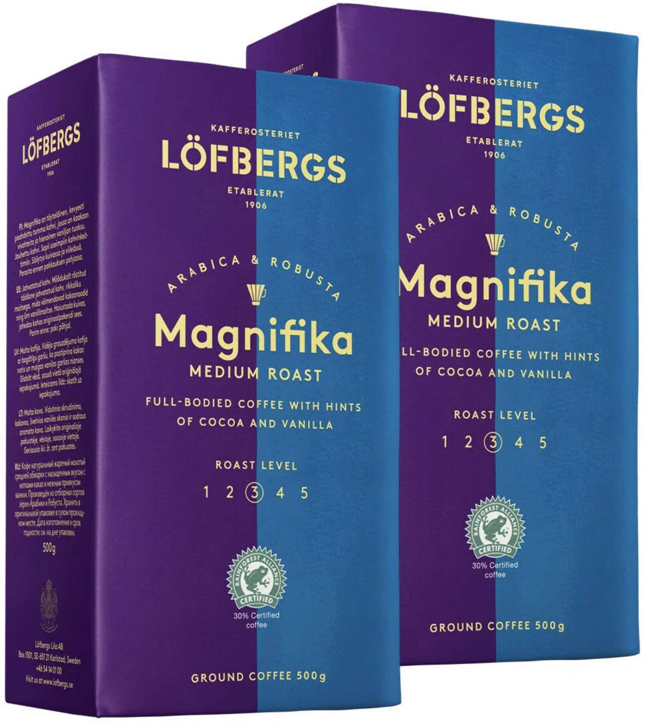 Кофе молотый Lofbergs Magnifika, 500 г, вакуумная упаковка, 2 уп.