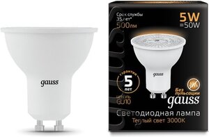 Светодиодная лампа Gauss LED MR16 GU10 5W 3000K