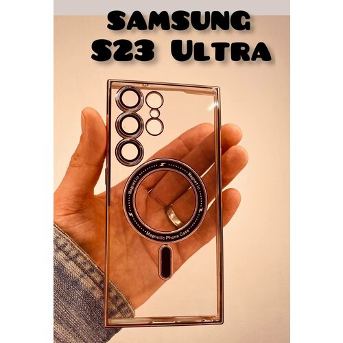 Чехол для Samsung Galaxy S23 Ultra с MagSafe(розовый) магнитный силиконовый чехол на samsung galaxy s23 ultra с поддержкой magsafe золотой