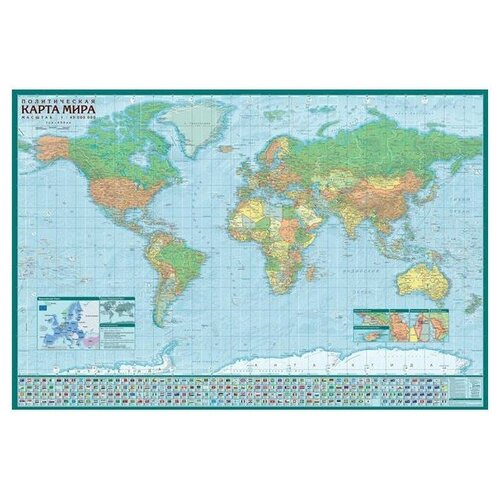 Политическая настенная карта Мира с инфографикой, 1:45М GlobusOff 4660000230393