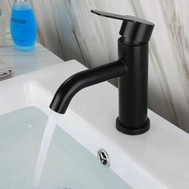 Раковина для ванной накладная круглая BAU Element D40, белая + смеситель Dream Black, черный - фотография № 9