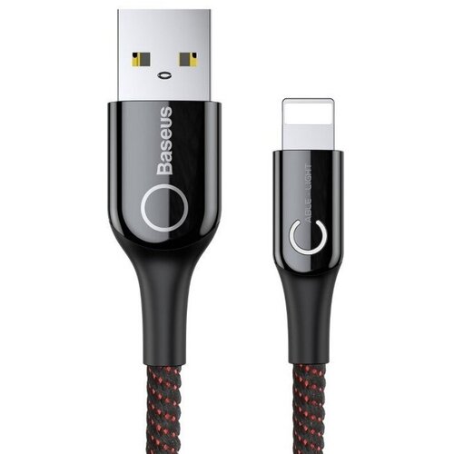 Кабель Baseus C-Shaped Light Intelligent Power-off Cable USB - Lightning 2.4A 1m Black (CALCD-01) кабель baseus c shaped light intelligent power off type c usb catcd 01 catcd 05 catcd 09 1м lilac