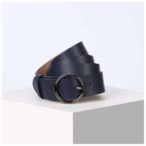 фото Ремень женский 06-01-03-01, 3,0*0,3*110 см, винт, пряжка темный металл, синий 5984935 сима-ленд