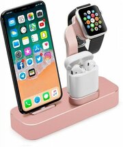 Настольная станция COTEetCI CS7201-MRG BASE 19 3-in-1 + Lightning + AirPods + iWatch, розовое золото