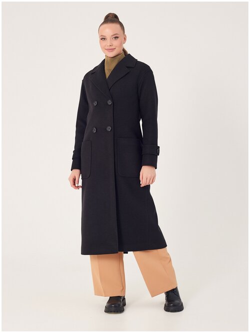Пальто  Fidan демисезонное, шерсть, силуэт прямой, удлиненное, размер 48, черный