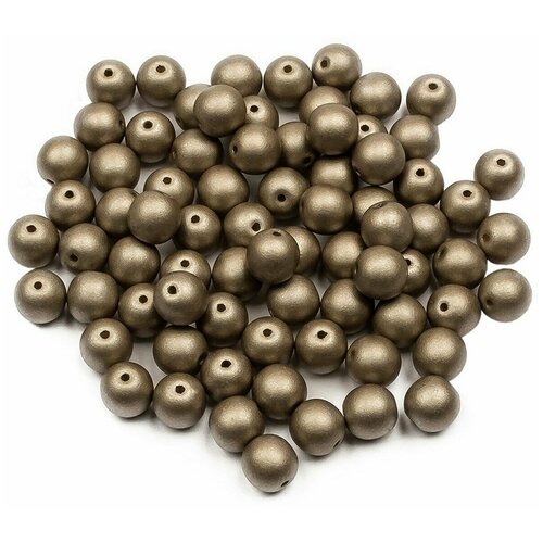 Стеклянные чешские бусины, круглые, Round Beads, 6 мм, цвет Alabaster Metallic Grey, 75 шт.