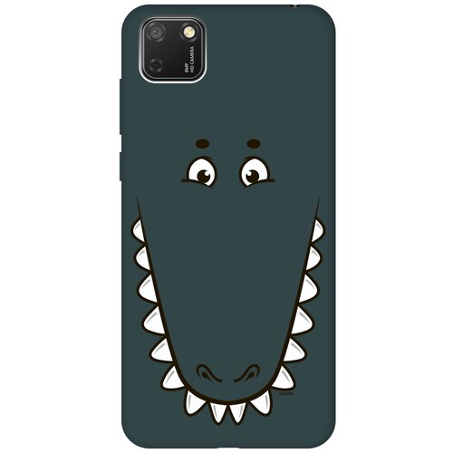 фото Силиконовая чехол-накладка silky touch для huawei y5p / honor 9s с принтом "minimalistic croco" темно-зеленая gosso
