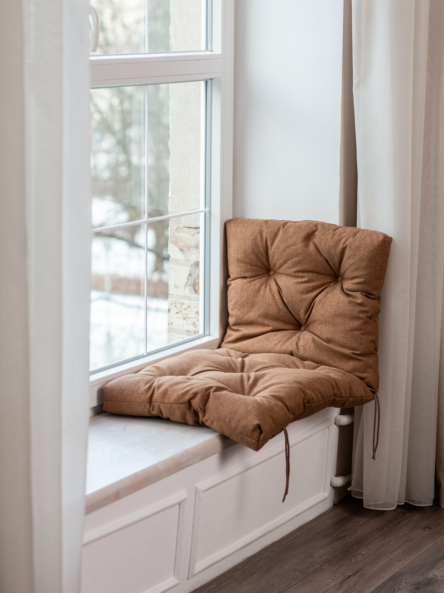 Матрас-подушка на качели, скамейку или подвесное кресло, коричневая - фотография № 7