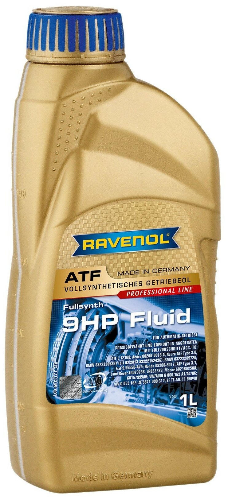 Трансмиссионная жидкость RAVENOL ATF 9HP Fluid, синтетическая, 1 л